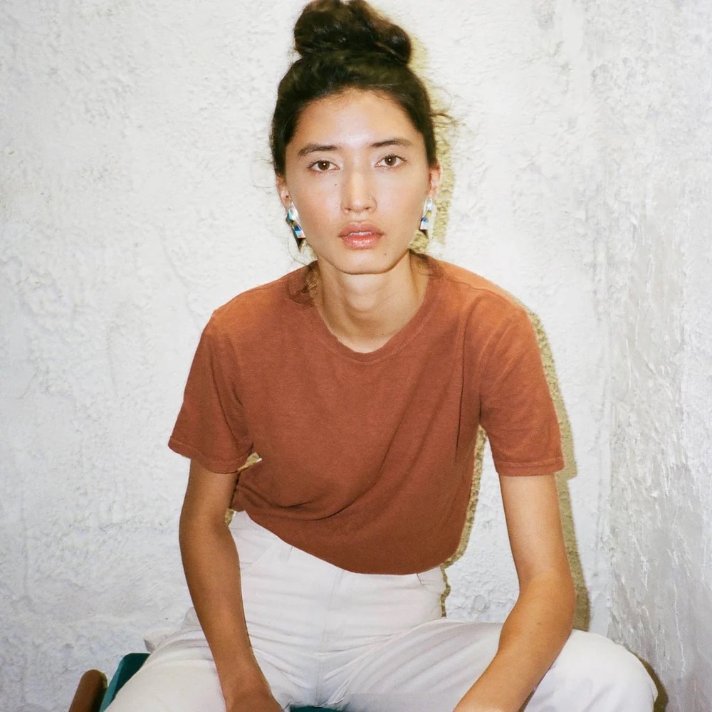 Jungmaven Silverlake Slightly-Cropped Tee in Terracotta